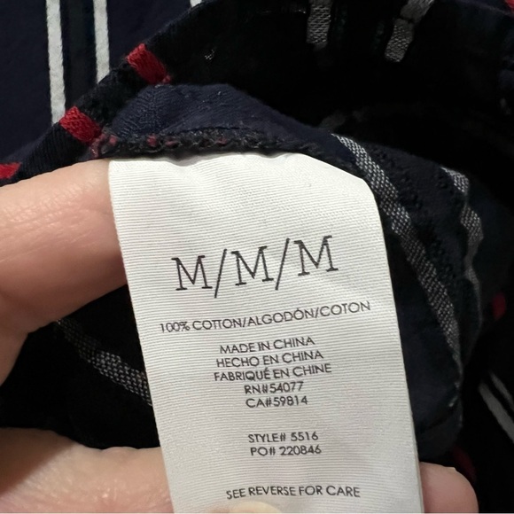 Cabi Medium #5516 Red White Blue Flag Vertical Stripe Blouse R1 - Picture 5 of 5